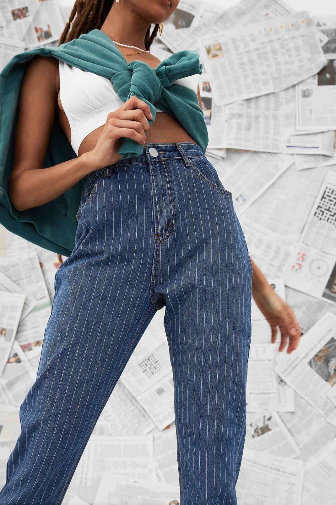striped mom jeans